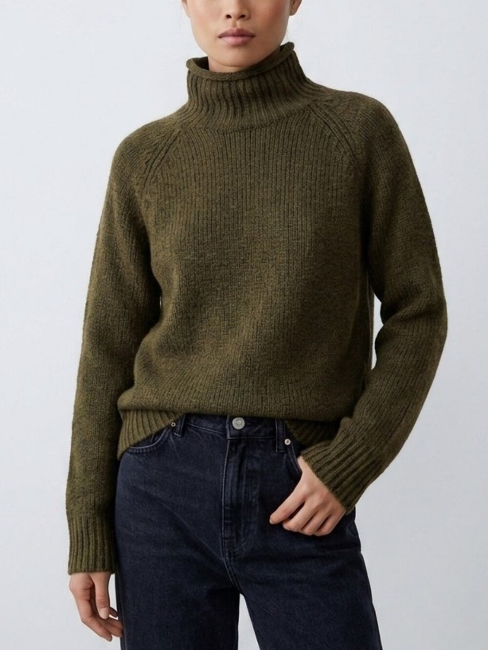 L.L. Bean Ragg Funnel Neck Cotton Sweater